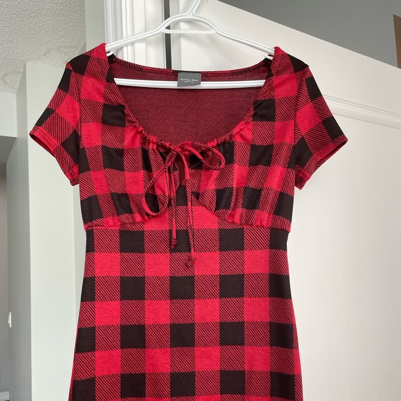 NWOT- Olivia Rae Mini Red/Black Check Dress - Picture 3 of 6